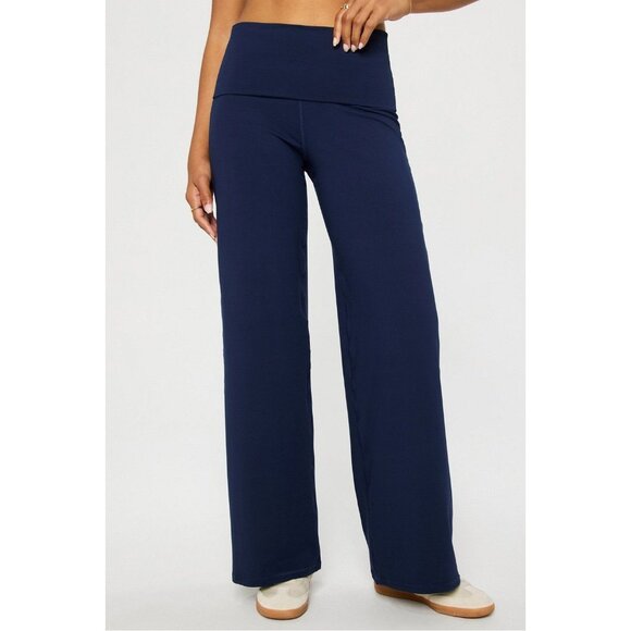 Fabletics Pants - Women's - Fabletics Navy Blue PureLuxe Foldover Pants, Size Large